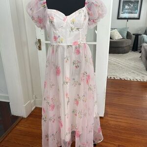 SHEIN Pink Floral Formal Dress